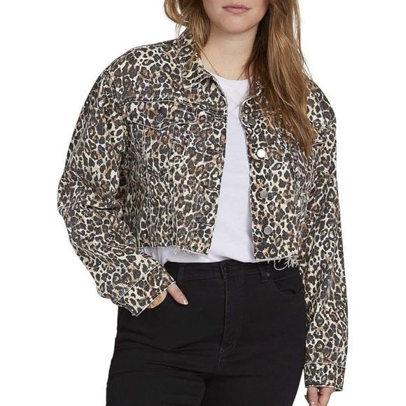 Volcom - Leopard Print Denim Crop Jacket - Picture 1 of 7